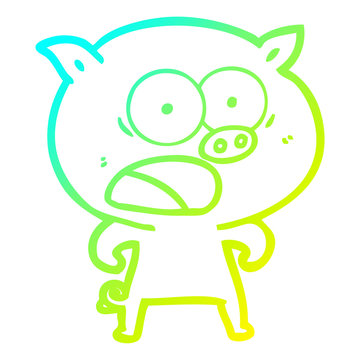 recommend clip art: cold gradient line drawing cartoon pig shouting