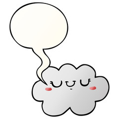 cute cartoon cloud and speech bubble in smooth gradient style