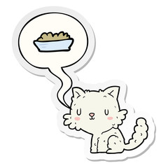 cute cartoon cat and food and speech bubble sticker