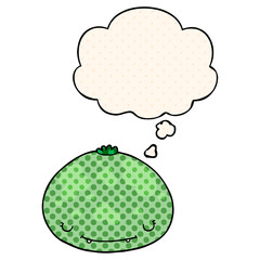 cartoon squash and thought bubble in comic book style