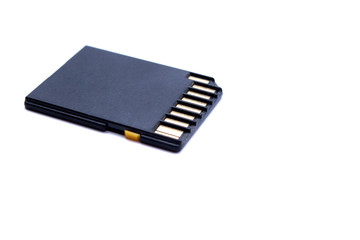 SD memory card isolated on white background, closeup