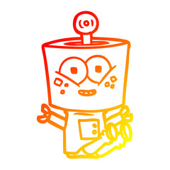 warm gradient line drawing happy cartoon robot