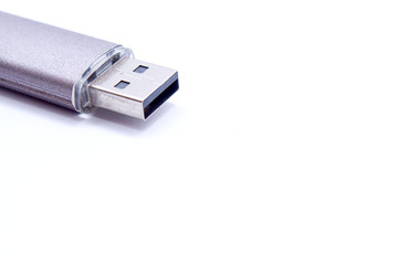Flash drive isolated on a white background, closeup