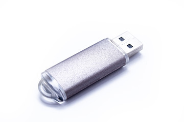 Flash drive isolated on a white background, closeup