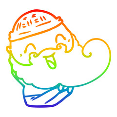 rainbow gradient line drawing happy bearded man