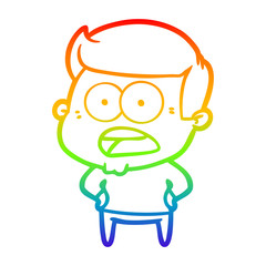 rainbow gradient line drawing cartoon shocked man