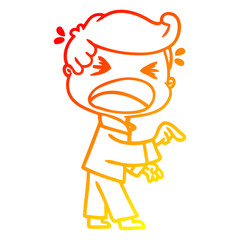 warm gradient line drawing cartoon shouting man pointing finger