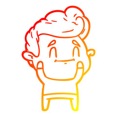 warm gradient line drawing happy cartoon man