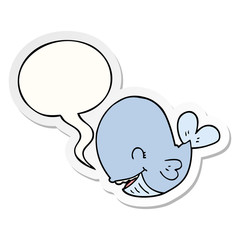 cartoon whale and speech bubble sticker