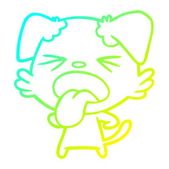 cold gradient line drawing cartoon disgusted dog