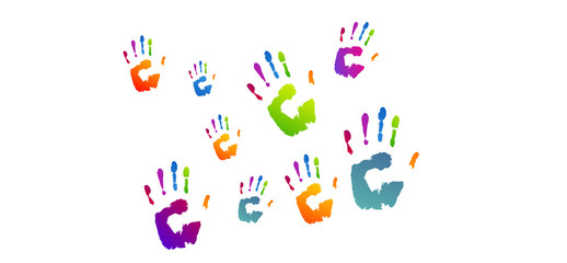 Fototapeta premium mani, impronte, vettoriale, arcobaleno, solidarietà, pace,