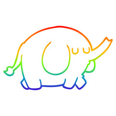 rainbow gradient line drawing cartoon elephant