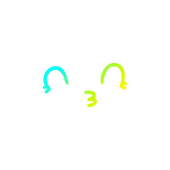 cold gradient line drawing happy cartoon face