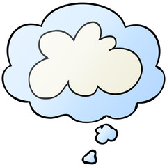 cartoon decorative cloud symbol and thought bubble in smooth gradient style