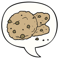 cartoon cookies and speech bubble