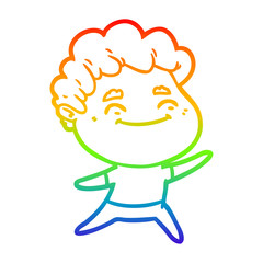rainbow gradient line drawing cartoon friendly man