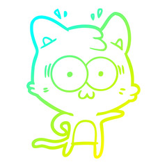 Obraz premium cold gradient line drawing cartoon surprised cat