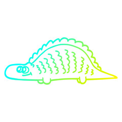 cold gradient line drawing cartoon prehistoric dinosaur