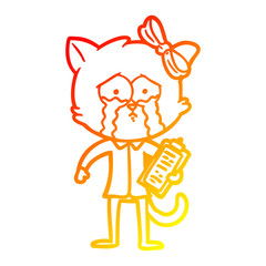 warm gradient line drawing cartoon cat