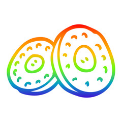 rainbow gradient line drawing cartoon gold coins