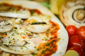 fresh italian pizza - close up view