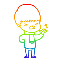 rainbow gradient line drawing cartoon stressed man