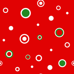 Seamless polka dot red and green pattern. Simple design for christmas wrapping, wallpaper, fabric, textile.