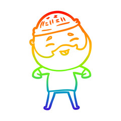 rainbow gradient line drawing cartoon happy bearded man