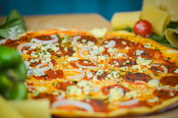 fresh italian pizza - close up view