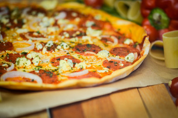 fresh italian pizza - close up view