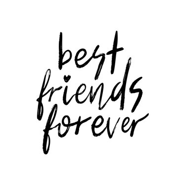 Best friends forever. BFF. Back lettering on white background. Lettering for card, poster, postcard, sticker, tee shirt . Modern calligraphy phrase. Vector illustration.
