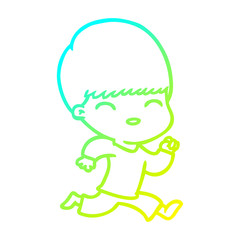 cold gradient line drawing happy cartoon boy