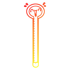 warm gradient line drawing cartoon thermometer laughing