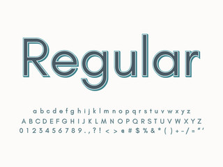 Retro font and alphabet. Stock vector illustration