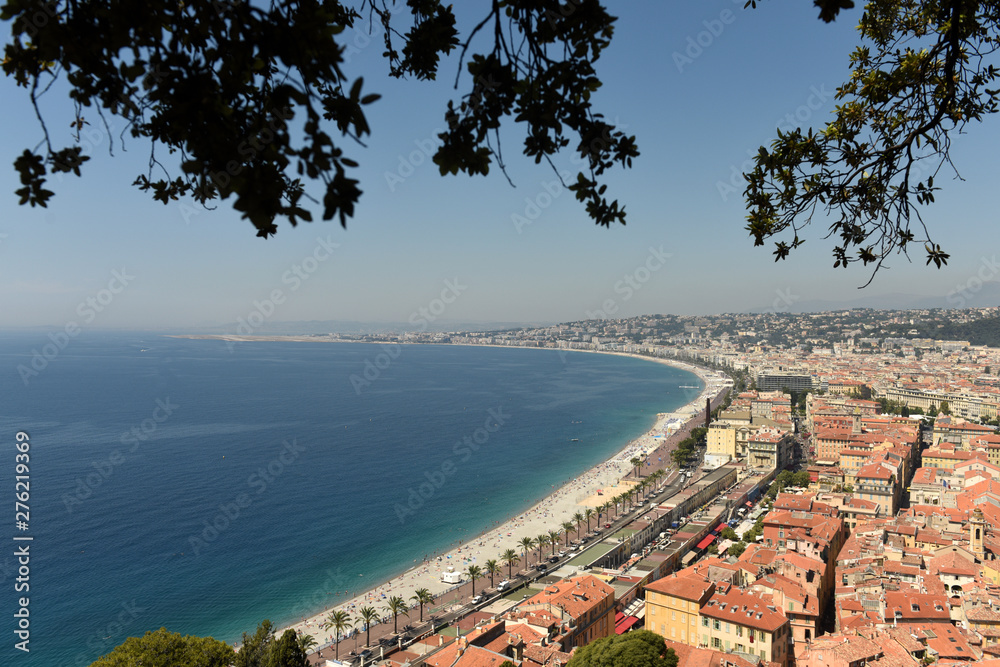 Wall mural Aerial view on the beach and promenade of Nice, France