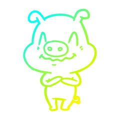 cold gradient line drawing nervous cartoon pig