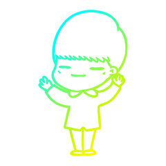cold gradient line drawing cartoon smug boy