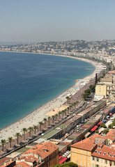 Obraz premium View of the beach and promenade of Nice, France