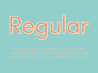 Retro font and alphabet. Stock vector illustration