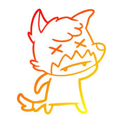 warm gradient line drawing cartoon dead fox