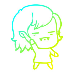 cold gradient line drawing cartoon undead vampire girl