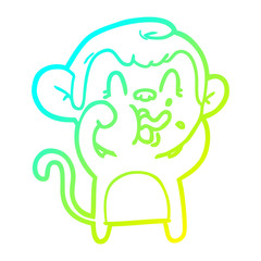 cold gradient line drawing crazy cartoon monkey
