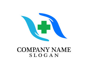 Hands hug in hospital icon design, healthcare and medical logo symbol vector
