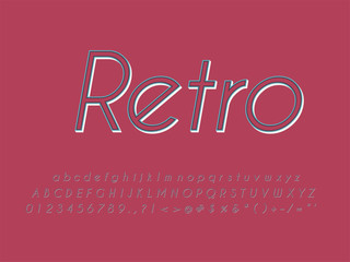 Retro font and alphabet. Stock vector illustration