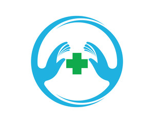 Hands hug in hospital icon design, healthcare and medical logo symbol vector