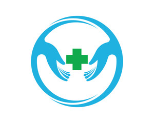 Hands hug in hospital icon design, healthcare and medical logo symbol vector