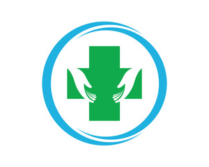 Hands hug in hospital icon design, healthcare and medical logo symbol vector