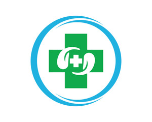 Hands hug in hospital icon design, healthcare and medical logo symbol vector