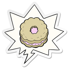 cartoon biscuit and speech bubble sticker