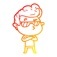 warm gradient line drawing cartoon cool guy